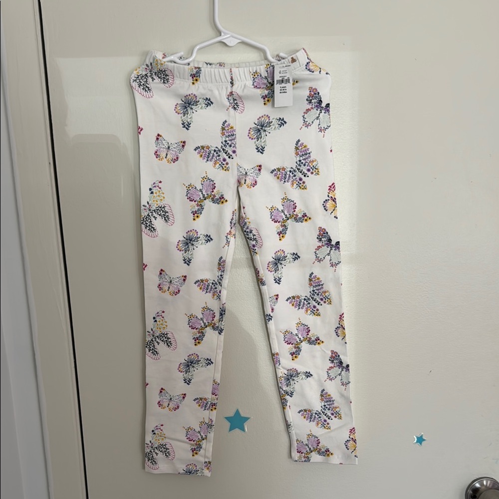 GAP White Leggings with Playful Butterfly Print